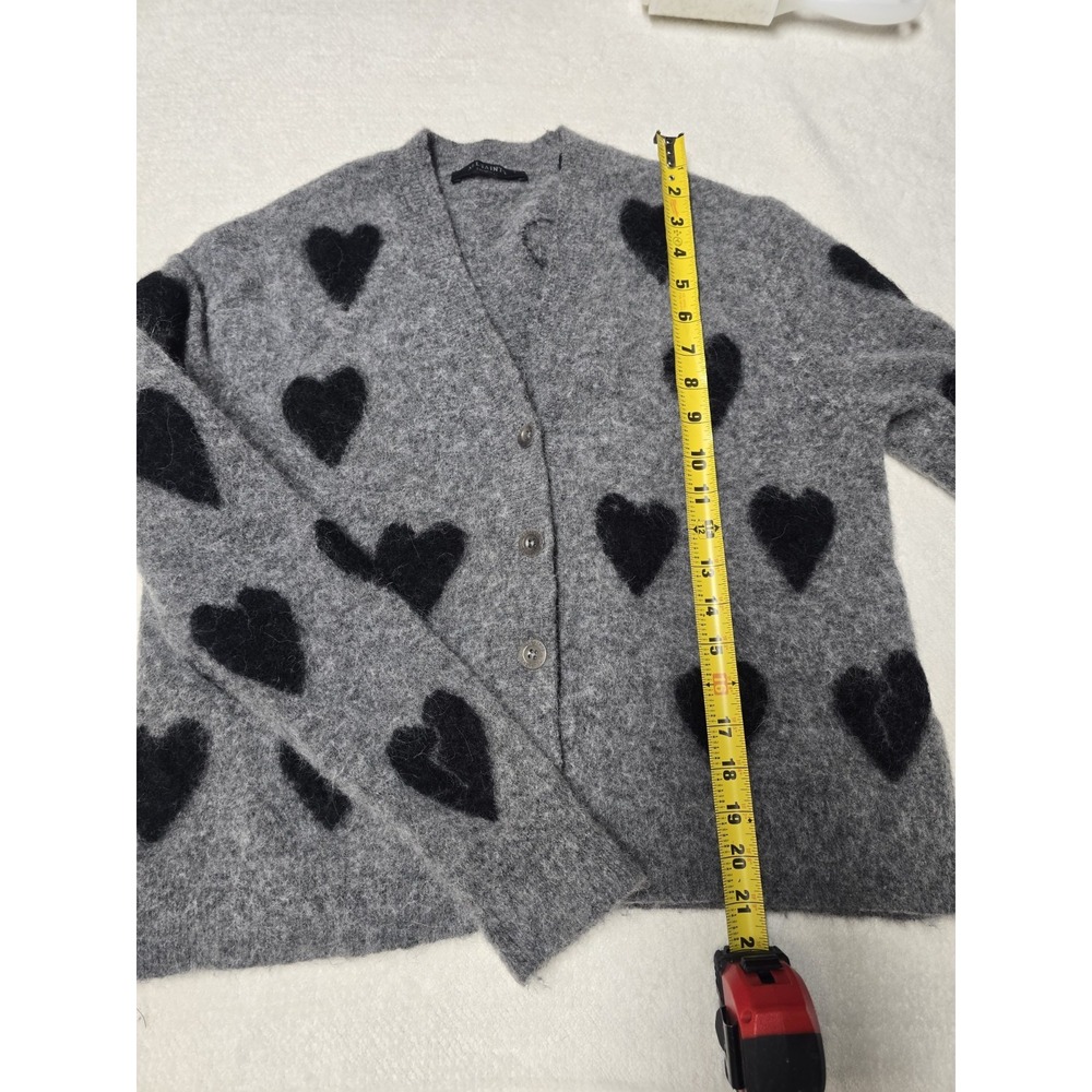 AllSaints Amora Heart Jacquard Brushed Cardigan Grey Black Wool Alpaca Size M